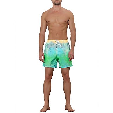 Men's Tie Dye Printed Elastic Waistband Swim Trunks