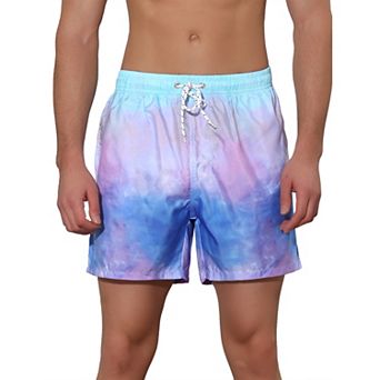 Men's Tie Dye Printed Elastic Waistband Swim Trunks