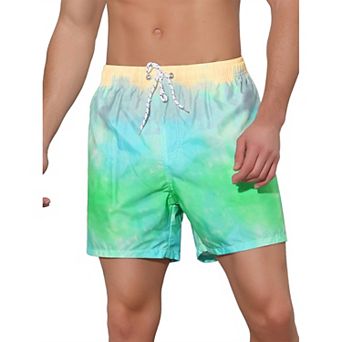Men's Tie Dye Printed Elastic Waistband Swim Trunks