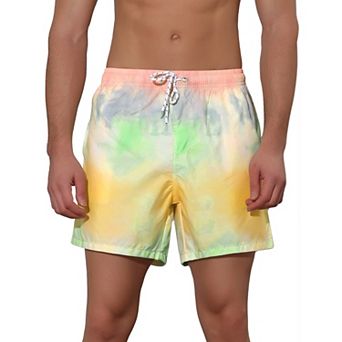 Men's Tie Dye Printed Elastic Waistband Swim Trunks