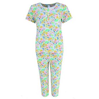 Elegant Emily Women's Yellow Floral Capri Set