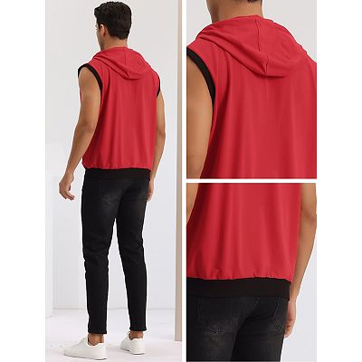 Hoodie Vest For Men's Zip Up Sleeveless Drawstring Hooded Hoodie Vest For Men's Zip Up Sleeveless Drawstring Hooded