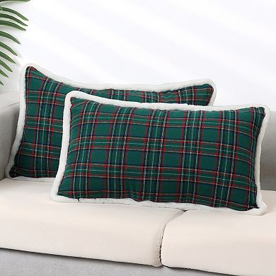 2 Pcs Plaid Pillow Covers Double-sided Checked Decorative Pillow Covers For Sofa 12" X 20"