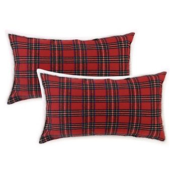 2 pc Plaid Pillow Covers Double-sided Checked Decorative Pillow Covers For Sofa 12" X 20"