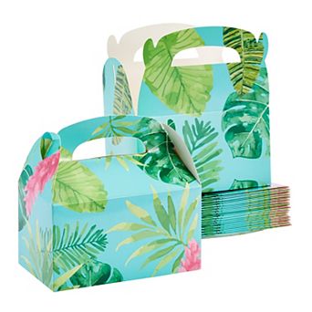 24 Pack Luau Tropical Party Favor Boxes For Kids Birthday, Floral Design, 6x3x3"