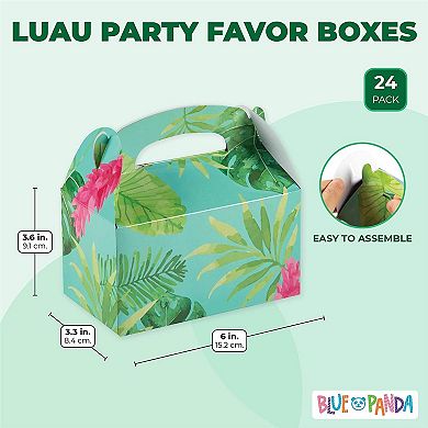 24 Pack Luau Tropical Party Favor Boxes For Kids Birthday, Floral Design, 6x3x3"
