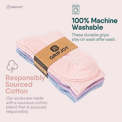 Gripjoy Women's Crew Socks With Grips (pack Of 3)