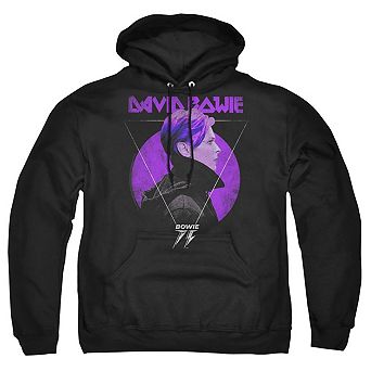 David Bowie Side Profile 75 Logo Adult Pull Over Hoodie