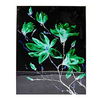 32 X 47 Set Of 2 Framed Wall Art, Flower Print, Modern Style, Black, Green