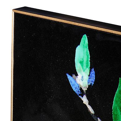 32 X 47 Set Of 2 Framed Wall Art, Flower Print, Modern Style, Black, Green