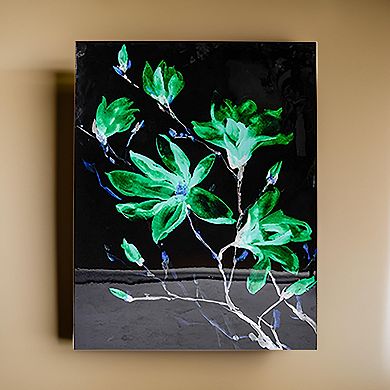 32 X 47 Set Of 2 Framed Wall Art, Flower Print, Modern Style, Black, Green