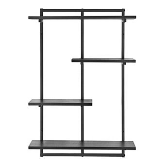 Rhodes 4 tier Modern Floating Windowsill Wall Shelf Unit With Metal Frame