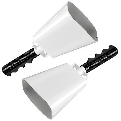 2 Pack Cowbells Noise Makers With Handle For Sporting Events, White, 9.75 In