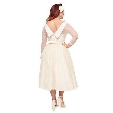 Unique Vintage Chiffon Boat Neck Wedding Dress