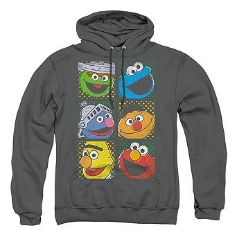 Sesame Street Group Squares Adult Pull Over Hoodie