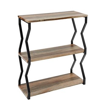 Rustic Industrial 3 tier Zigzag Floating Wall Shelf