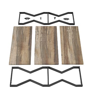 Rustic Industrial 3-tier Zigzag Floating Wall Shelf