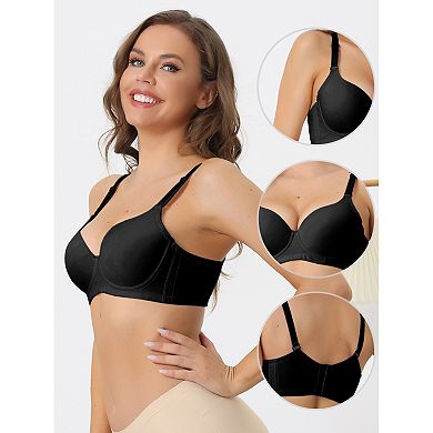 Women's Underwire Lightly Bra Detachable Adjustable Straps Push up 3/4 Cup Bralette