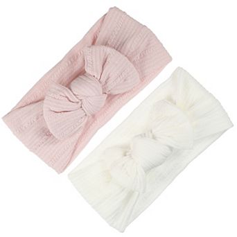 2 pc Classic Fashion Stripe Bow Headbands For Girls 6.69"x2.95"