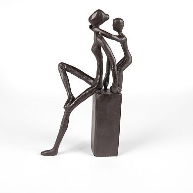 Playful Mother And Child Cast Iron Sculpture