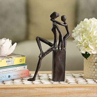 Playful Mother And Child Cast Iron Sculpture