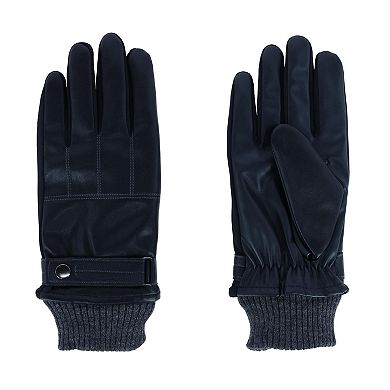 Isotoner Men's Stretch Nappa Winter Glove With Knit Cuff