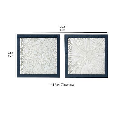 15 X 15 Botanical Wall Art Decor, Blue White Floral Canvas By Casagear Home
