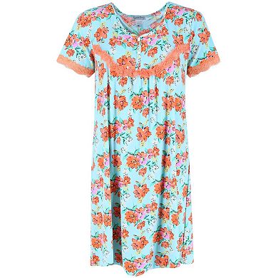 Elegant Emily Women's Blue Floral Nightgown