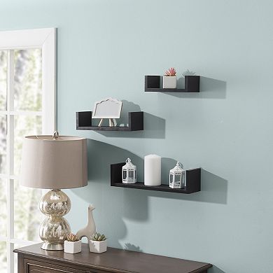 Floating 'u' Laminated Veneer Shelves (set Of 3)