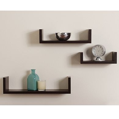 Floating 'u' Laminated Veneer Shelves (set Of 3)