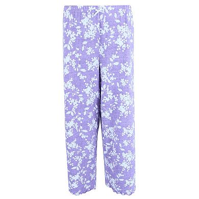 Women's Plus Size Lightweight Ribbed Tropical Print Pajama Set
