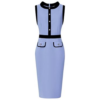 Women's Sheath Dresses Office Sleeveless Contrast Color Pencil Dress