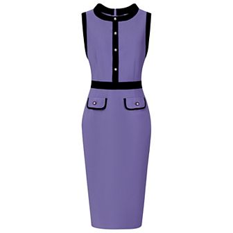 Women's Sheath Dresses Office Sleeveless Contrast Color Pencil Dress