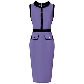 Women's Sheath Dresses Office Sleeveless Contrast Color Pencil Dress