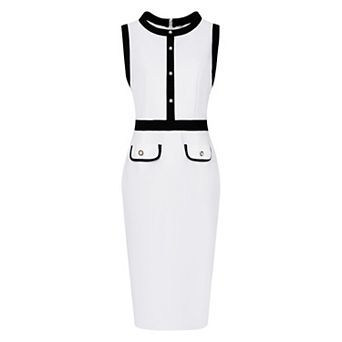 Women's Sheath Dresses Office Sleeveless Contrast Color Pencil Dress