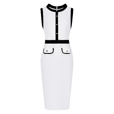 Women's Sheath Dresses Office Sleeveless Contrast Color Pencil Dress