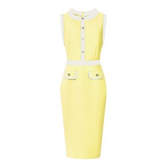 Women's Sheath Dresses Office Sleeveless Contrast Color Pencil Dress