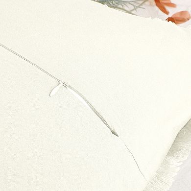 2 Pcs Throw Pillow Cover With Tassel Trim For Farmhouse, Sofa, Couch, Bed Decor
