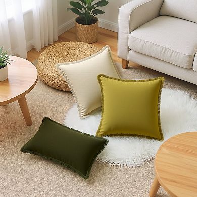 2 Pcs Throw Pillow Cover With Tassel Trim For Farmhouse, Sofa, Couch, Bed Decor
