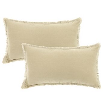 2 pc Throw Pillow Cover With Tassel Trim For Farmhouse, Sofa, Couch, Bed Decor