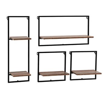 Framed Wall Art 4 pc Modern Shelf Set With Metal Frame