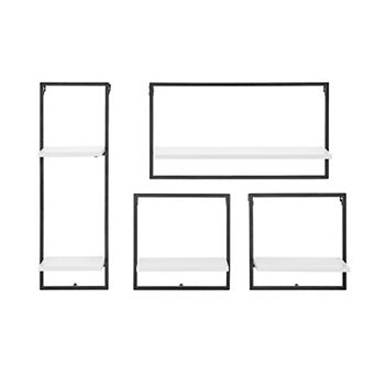 Framed Wall Art 4 pc Modern Shelf Set With Metal Frame
