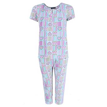 Women's Plus Size Patchwork Hearts Capri Set