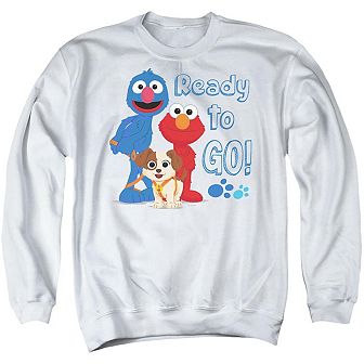 Sesame Street Furry Friends Forever Ready To Go Adult Crewneck Sweatshirt