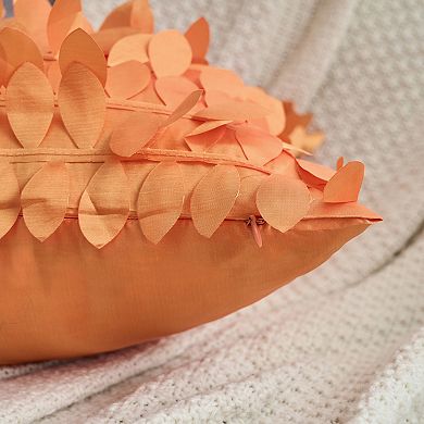 2 Pcs Solid Color Throw Pillowcase 3D Sequins Leaf Cushion Covers for Indoor Outdoor 18 x 18 Inch