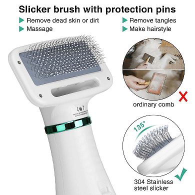 2 In 1 Pet Hair Dryer Blower Slicker Brush Portable Dog Cat Grooming