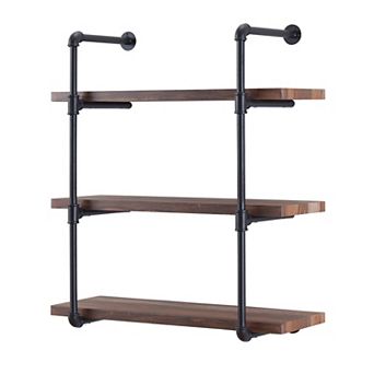 Three Tier Industrial Pipe Wall Shelf