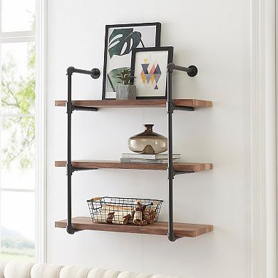 Three Tier Industrial Pipe Wall Shelf