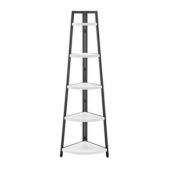 Free-standing 5 tier Pyramid Corner Shelf With Metal Frame