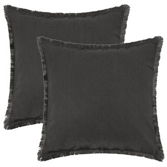2 pc Throw Pillow Cover With Tassel Trim For Farmhouse, Sofa, Couch, Bed Decor 18"x18"